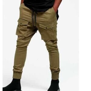 The Anti-Order Joggers Pants Men L Olive Green Pull On Front Cargo Pockets